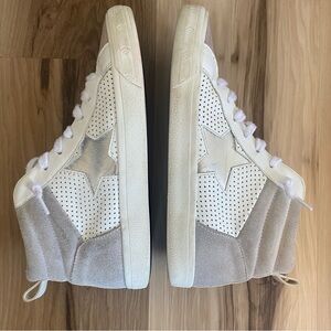 Vintage Havana Womens High Top Star Sneakers White Silver Suede Zip Up Size 8